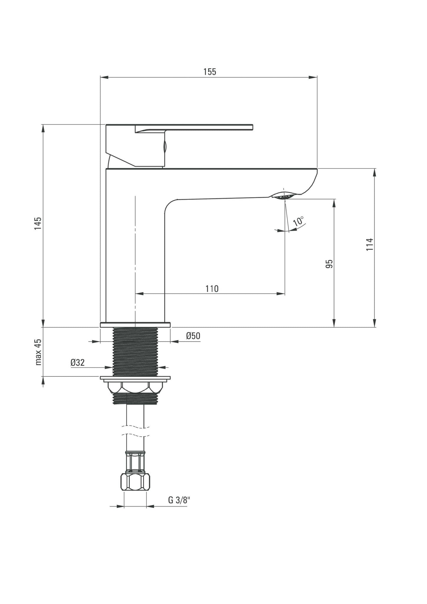 DEANTE Alpinia - Mezclador de lavabo con aireador ECO 4,5 l/min // Cromo // BGAE020M 