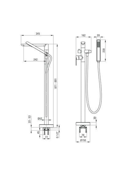 Grifo mezclador de baño independiente DEANTE Alpinia con juego de ducha // Cromo // BGA-017M 