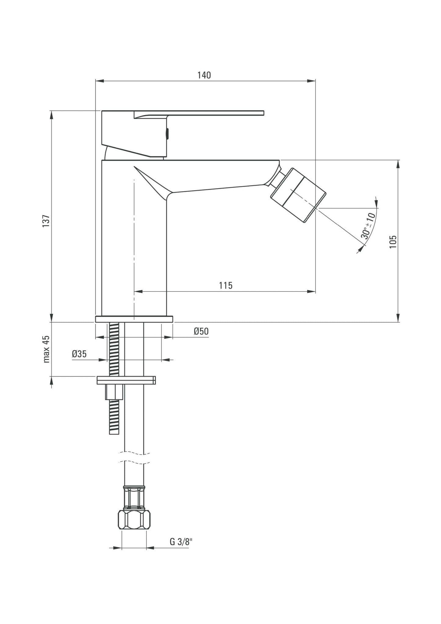 Grifo para bidé DEANTE Alpinia // Cromo // BGA-030M 