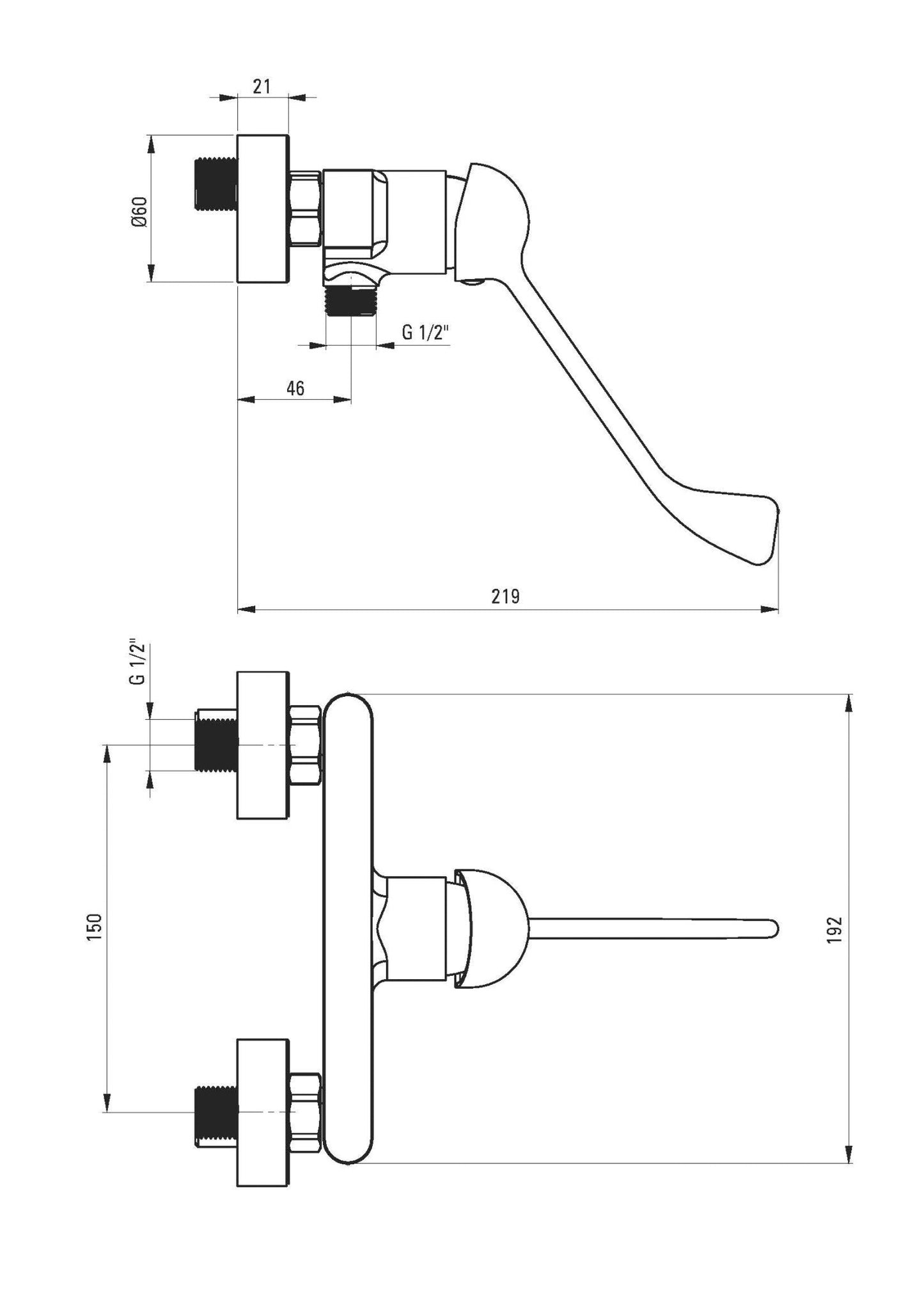 DEANTE Alpinia shower mixer with clinic lever // Chrome // BGA-040C