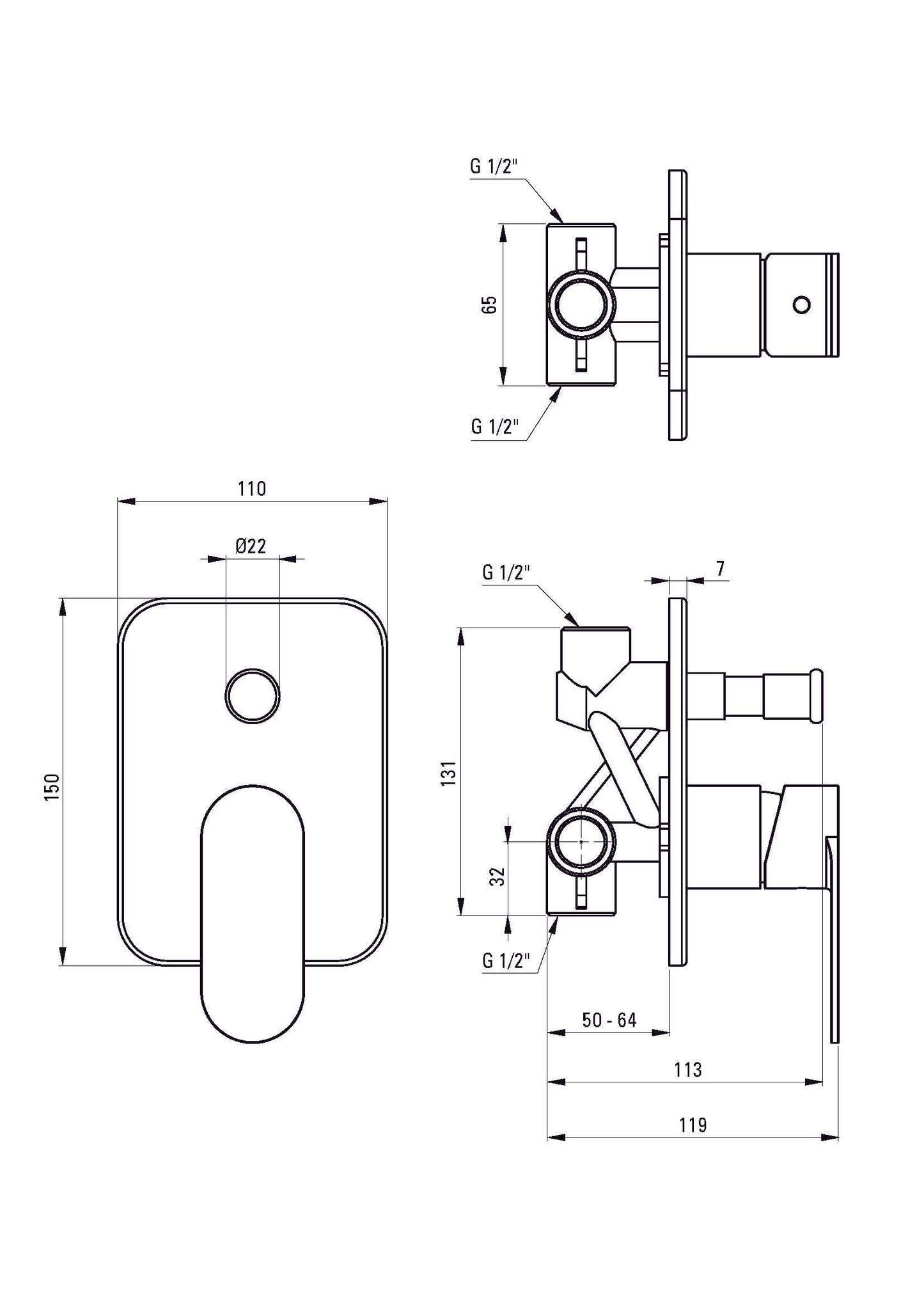 DEANTE Alpinia shower set concealed // Chrome // NAC-09LP 