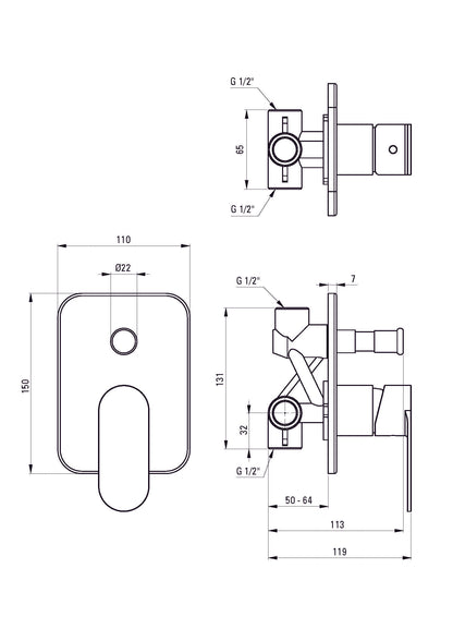 DEANTE Alpinia shower set concealed // Nero // NAC-N9LP 