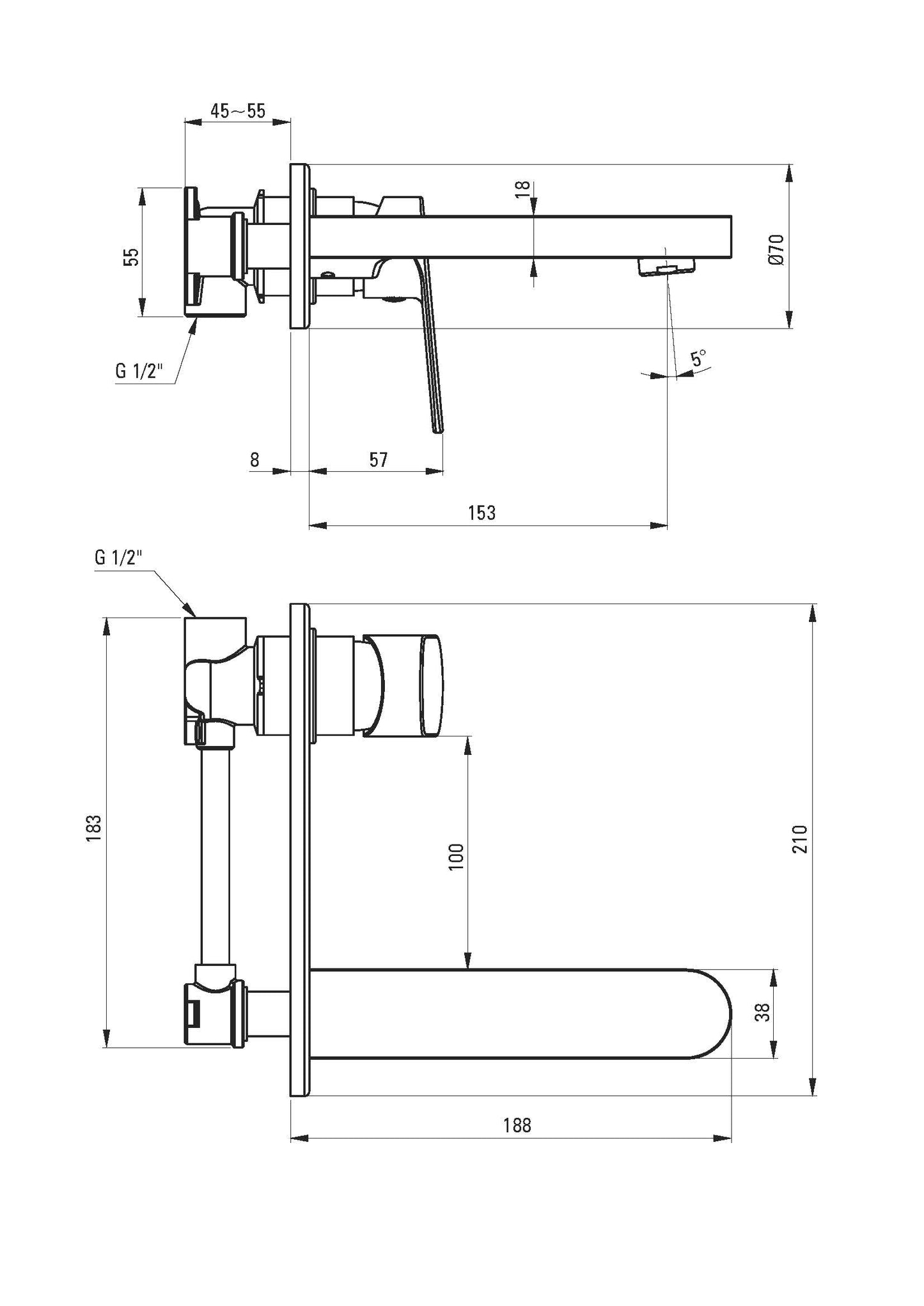 DEANTE Alpinia concealed basin mixer // chrome // BGA-054L 