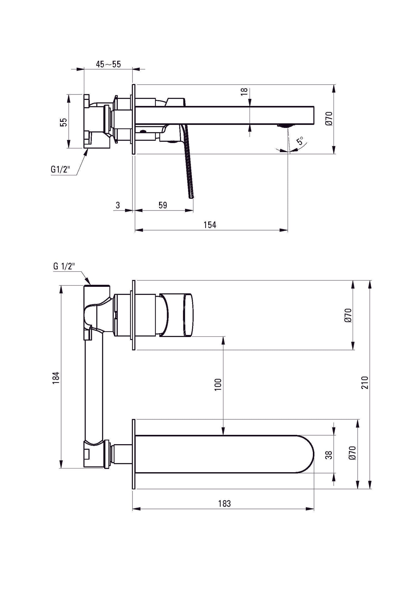 DEANTE Alpinia wash basin mixer concealed // Chrome // BGA-055L 