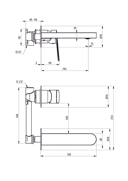 DEANTE Alpinia wash basin mixer concealed // Chrome // BGA-055L 