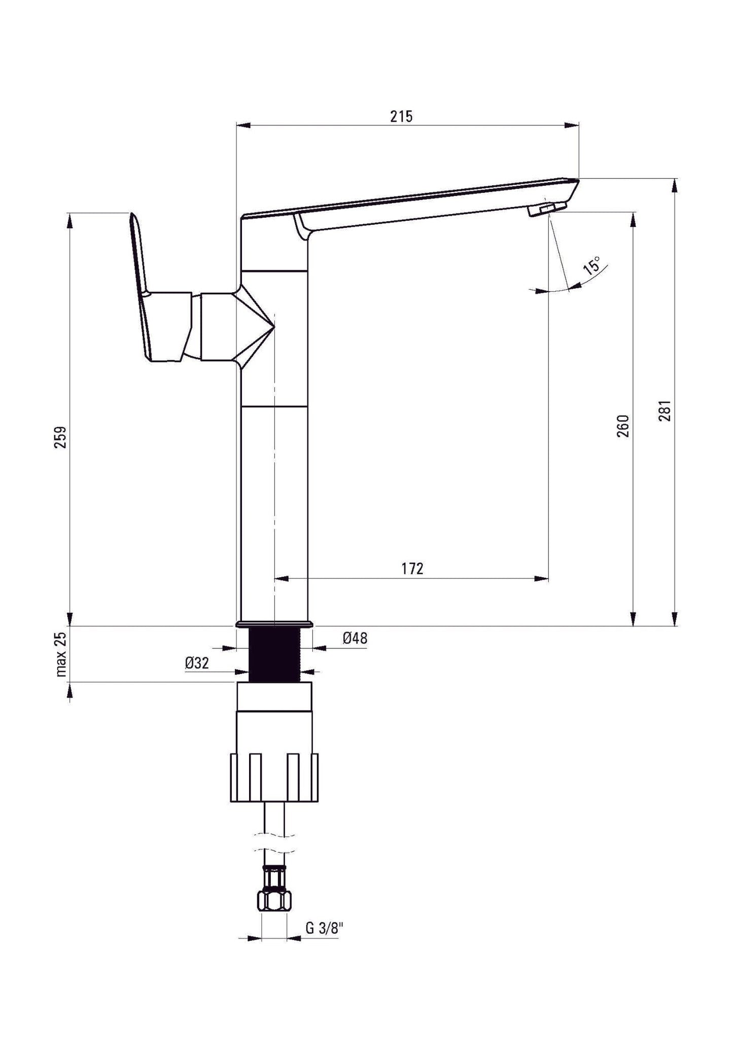 DEANTE Arnika washbasin mixer high with side lever // Chrome // BQA-020K