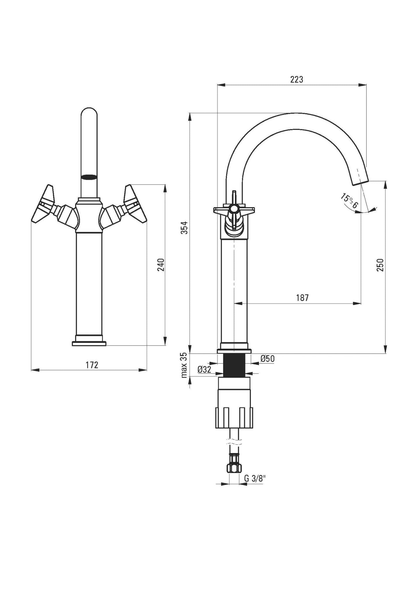 DEANTE Temisto basin mixer with high base // Chrome // BQT-025D