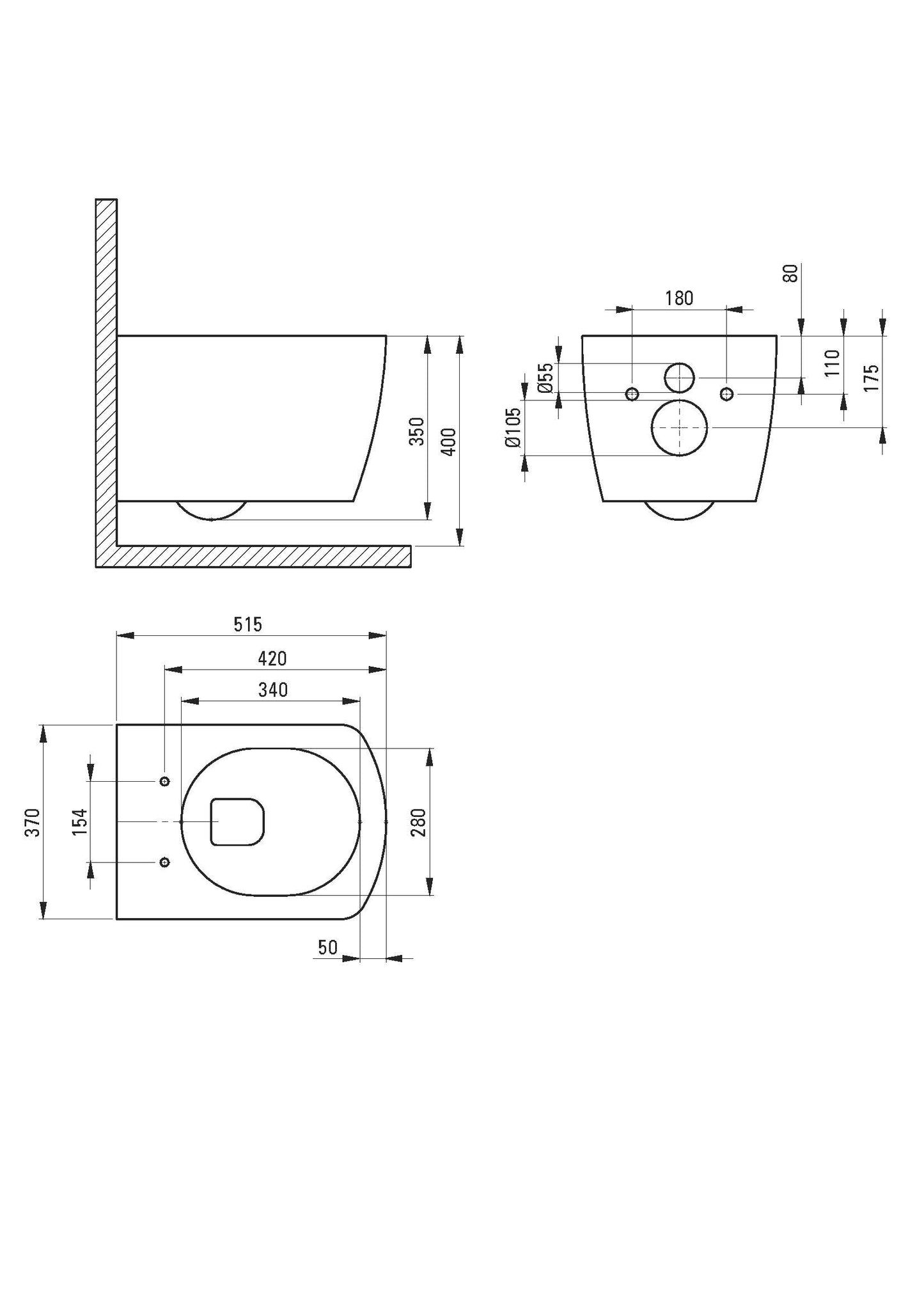 ASIENTO DE INODORO + TAZA DE INODORO DE PARED ANEMON