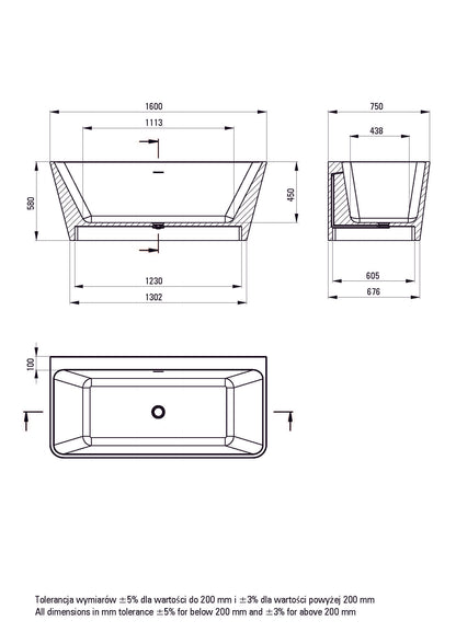 DEANTE Hiacynt Badewanne Rechteckig - 160 cm // Weiß // KDH-016W