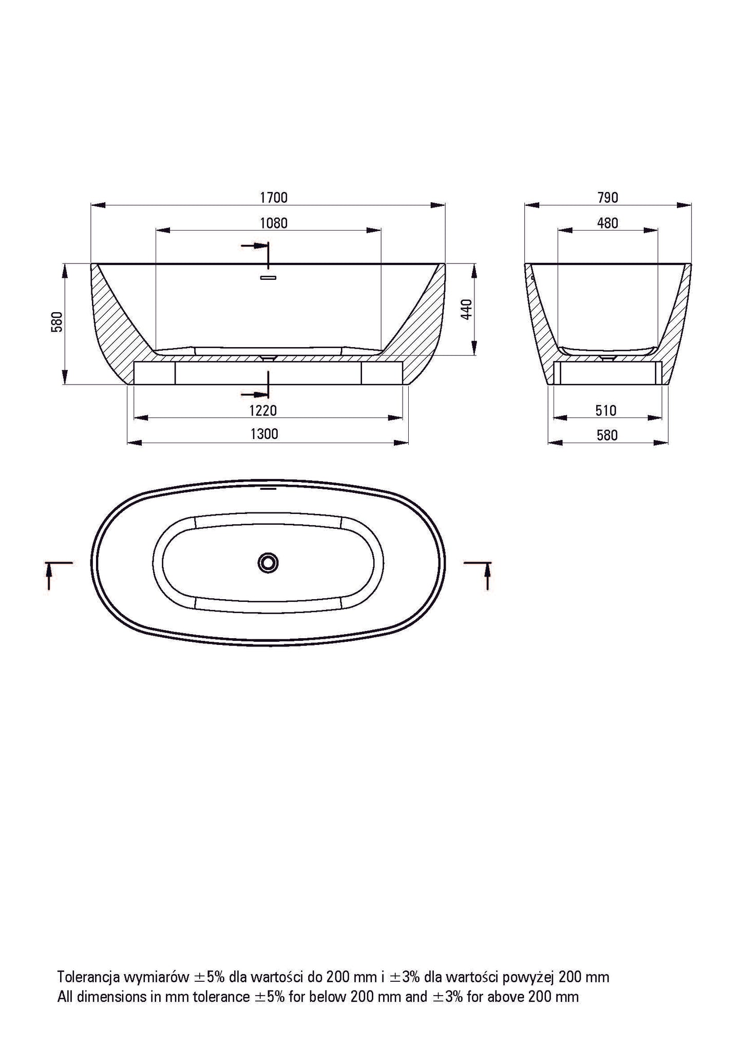 DEANTE Alpinia Freestanding Bathtub Oval - 170 cm // White // KDU-017W 