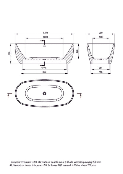 DEANTE Alpinia Freestanding Bathtub Oval - 170 cm // White // KDU-017W 