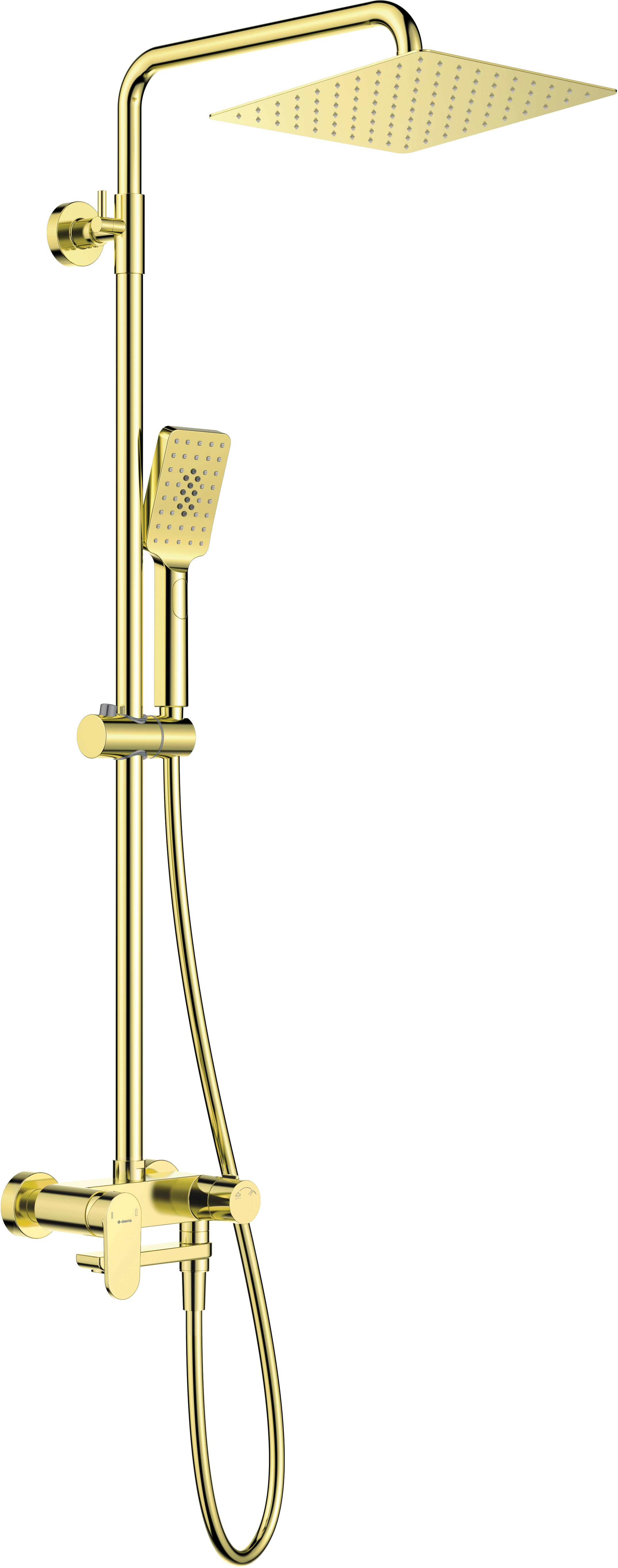 DEANTE Alpinia shower system with bathtub faucet – swivel spout // Gold // NAC-Z1AM 