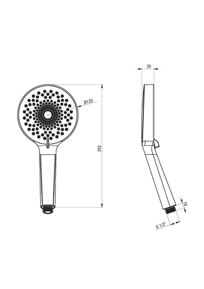 DEANTE Alpinia Shower Hand Shower Round - 3 Functions // Nero // NGA-N5RS 