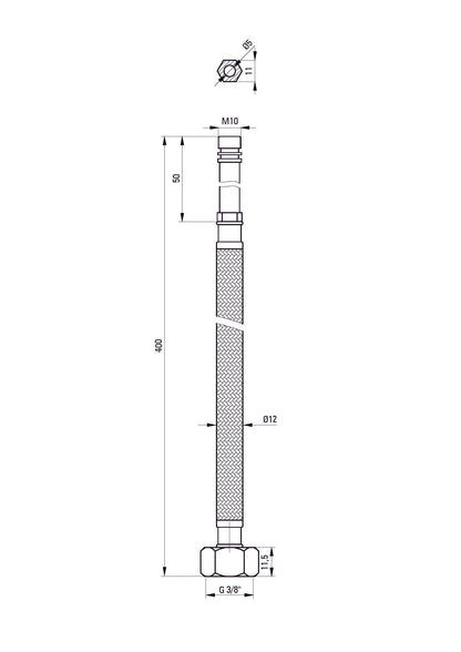 Manguera de conexión DEANTE para grifería vertical - 40 cm // Oro // XDD40Z2E0 