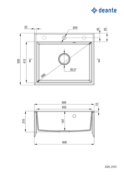 Fregadero de granito DEANTE Andante // Nero // ZQN-N103 